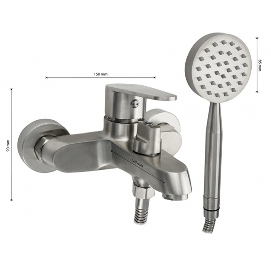 Смеситель для ванны MAGNUS М9242 из нержавеющей стали, сатин