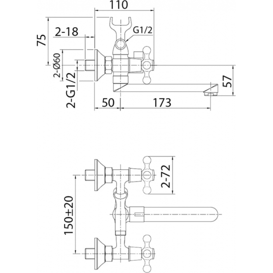 Смеситель для ванны MILARDO Duplex DUPSB02M02 хром