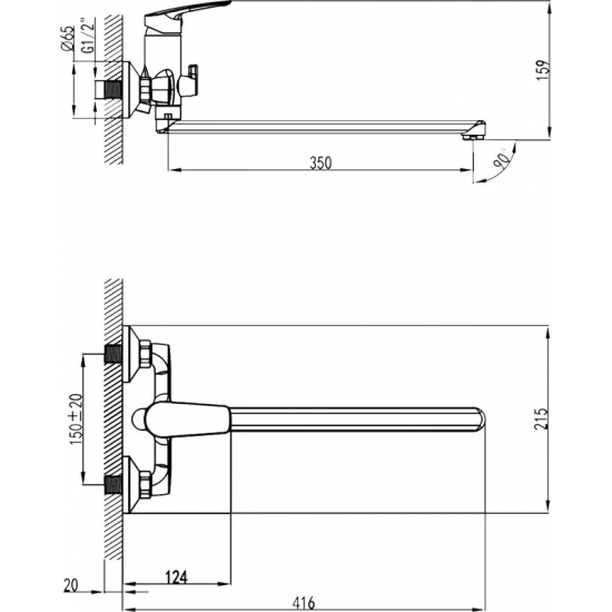 Смеситель для ванны MILARDO Horizont HORSB02M10 хром