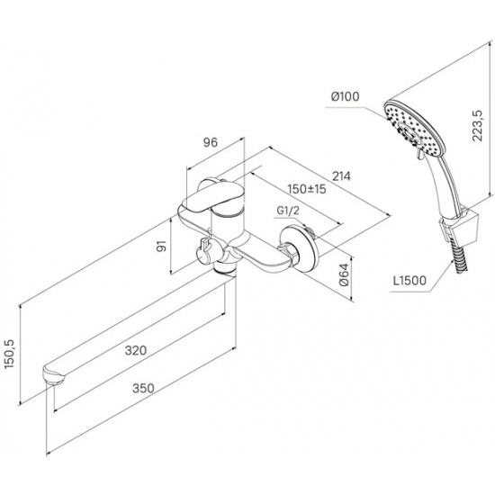 Смеситель для ванны MILARDO Rora RORWT00M10 белый