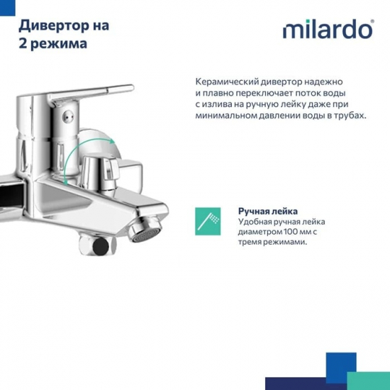 Смеситель для ванны MILARDO Stripe STRSB02M02 хром