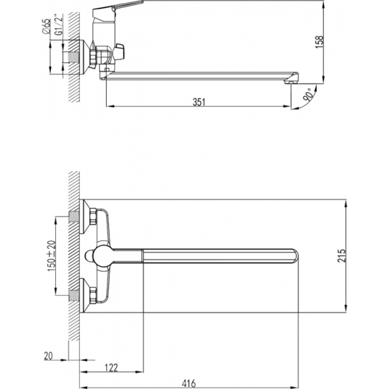 Смеситель для ванны MILARDO Stripe STRSB02M10 хром