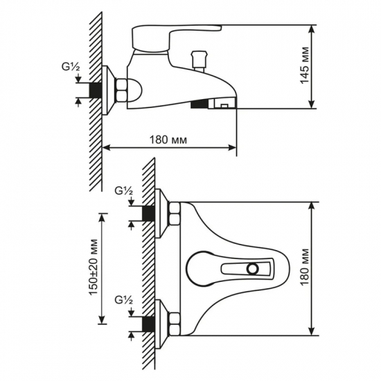 Смеситель для ванны MIXLINE ML06-01