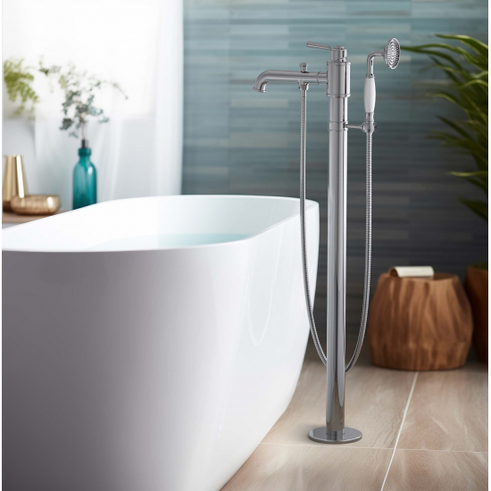 Смеситель для ванны напольный AQUATEK Классик AQ1545CR С ВНУТРЕННЕЙ ЧАСТЬЮ, хром