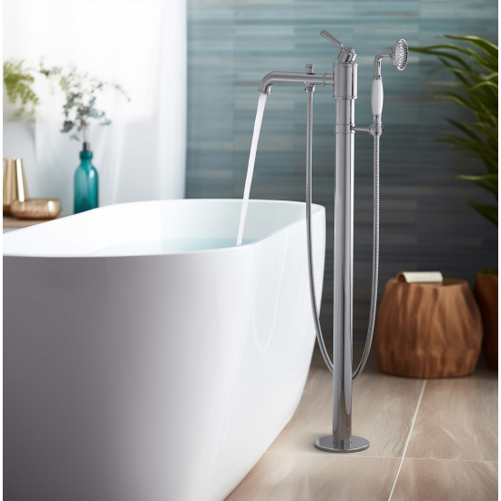 Смеситель для ванны напольный AQUATEK Классик AQ1545CR С ВНУТРЕННЕЙ ЧАСТЬЮ, хром