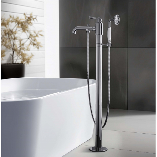 Смеситель для ванны напольный AQUATEK Классик AQ1545CR С ВНУТРЕННЕЙ ЧАСТЬЮ, хром