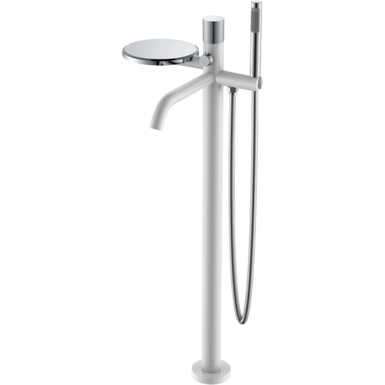 Смеситель для ванны напольный BOHEME Stick 129-WCR.2 white touch chrome
