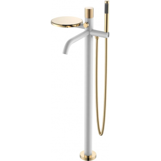 Смеситель для ванны напольный BOHEME Stick 129-WG.2 white touch gold
