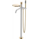 Смеситель для ванны напольный BOHEME Stick 129-WG.2 white touch gold