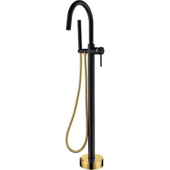 Смеситель для ванны напольный BOHEME Uno 469-BG black, gold