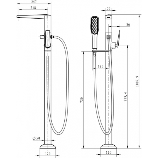 Смеситель для ванны напольный BOHEME Venturo 389-W белый