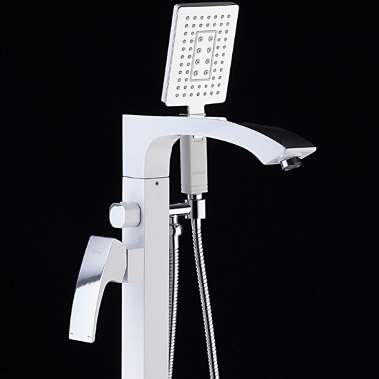 Смеситель для ванны напольный GAPPO G07-8 G3007-8 белый/хром