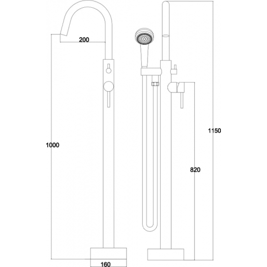 Смеситель для ванны напольный KAISER Merkur 26182 хром
