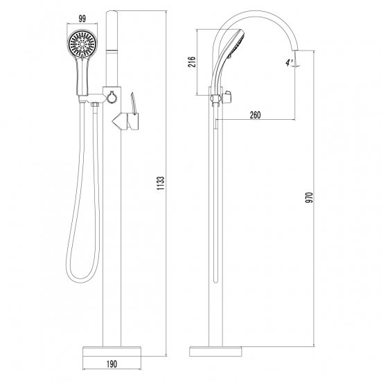 Смеситель для ванны напольный LEMARK Atlantiss LM3244C хром