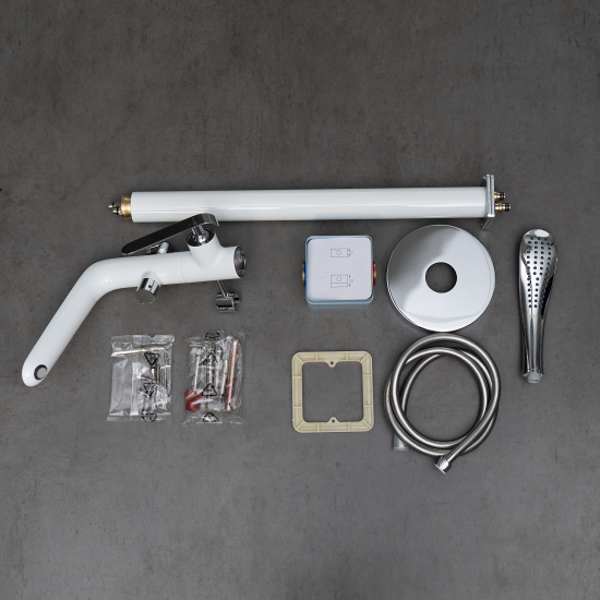 Смеситель для ванны напольный LEMARK Melange LM4944CW хром/белый