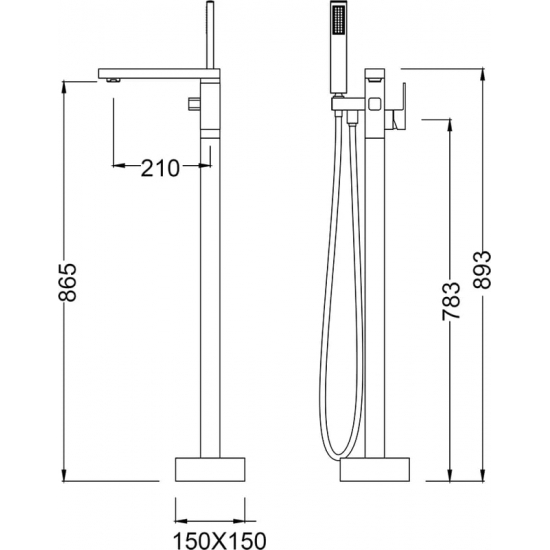 Смеситель для ванны напольный TIMO Selene 2200/03Y-CR чёрный