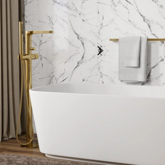 Смеситель для ванны напольный WASSERKRAFT Ems 7621 С ВНУТРЕННЕЙ ЧАСТЬЮ, глянцевое золото PVD