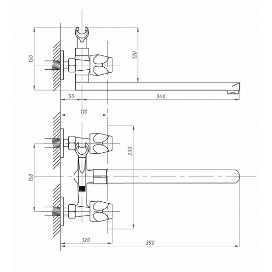 Смеситель для ванны ПРОФСАН Евро ПСМ-159-48 хром