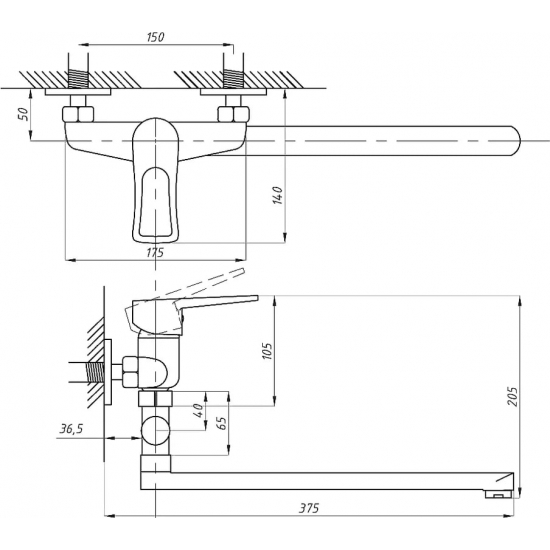 Смеситель для ванны ПРОФСАН Плюс ПСМ-521-К017 хром