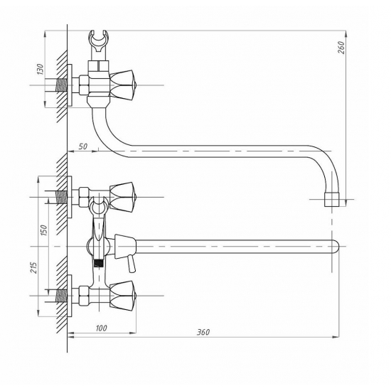 Смеситель для ванны ПРОФСАН Стандарт-А ПСМ-156-К03 хром