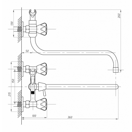 Смеситель для ванны ПРОФСАН Стандарт-А ПСМ-156-К04 хром