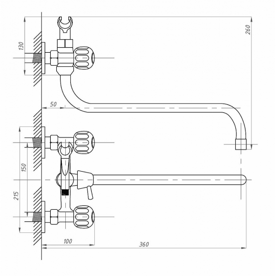 Смеситель для ванны ПРОФСАН Стандарт-А ПСМ-156-К30 хром