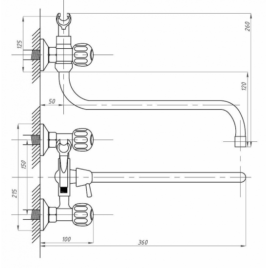 Смеситель для ванны ПРОФСАН Стандарт-А ПСМ-165-К30 хром