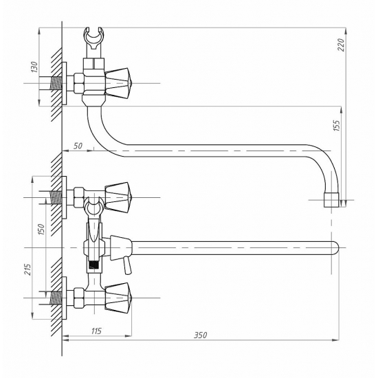 Смеситель для ванны ПРОФСАН Стандарт-Б ПСМ-150-К03 хром
