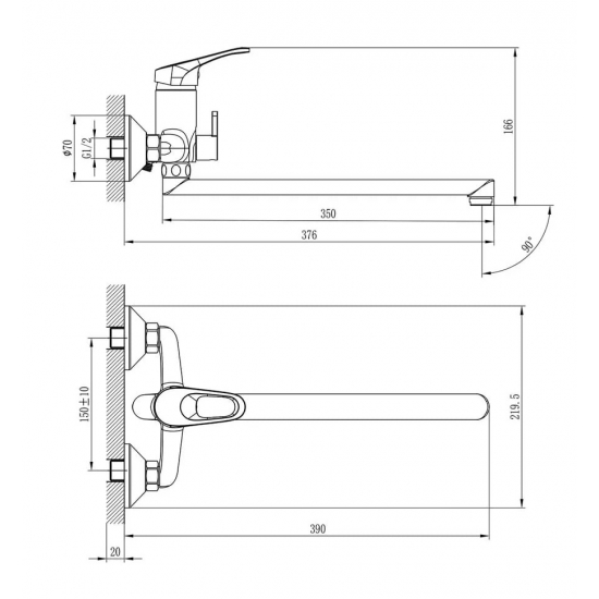 Смеситель для ванны ROSSINKA B35-32