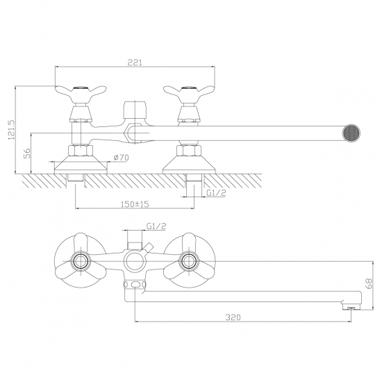 Смеситель для ванны ROSSINKA Q02-80