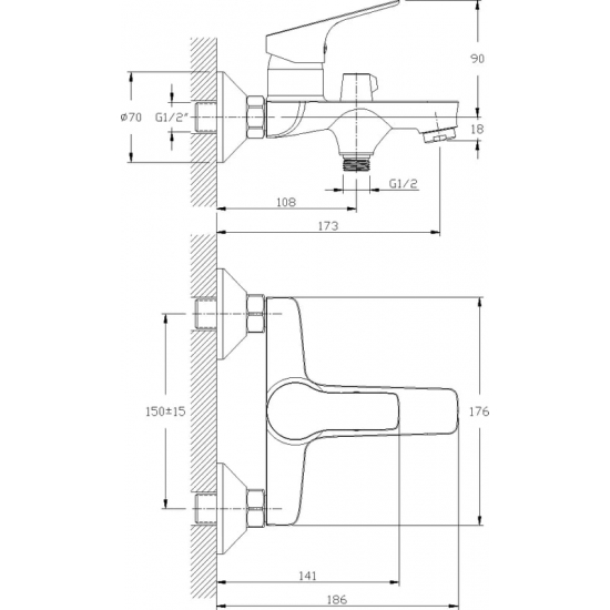 Смеситель для ванны ROSSINKA RS29-31