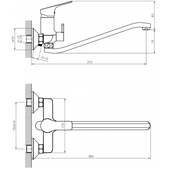 Смеситель для ванны ROSSINKA RS29-34