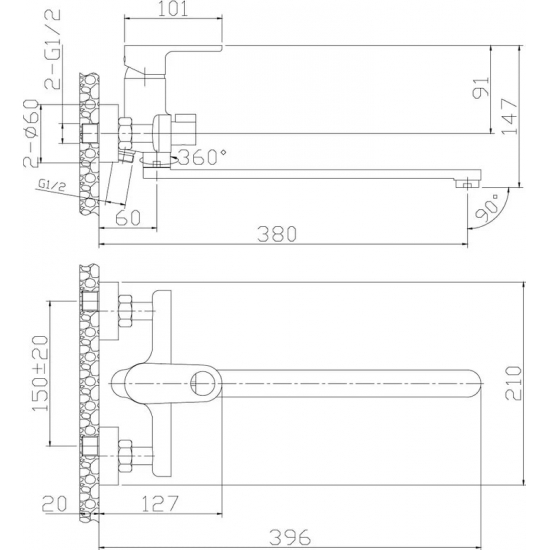 Смеситель для ванны ROSSINKA RS33-32