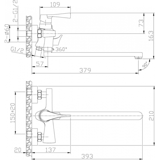 Смеситель для ванны ROSSINKA RS34-32