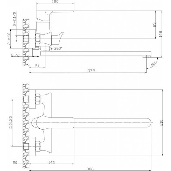 Смеситель для ванны ROSSINKA RS35-32PC