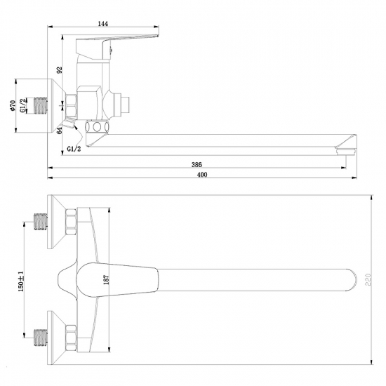 Смеситель для ванны ROSSINKA S35-35