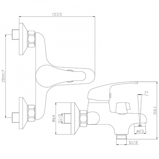 Смеситель для ванны ROSSINKA Y35-30