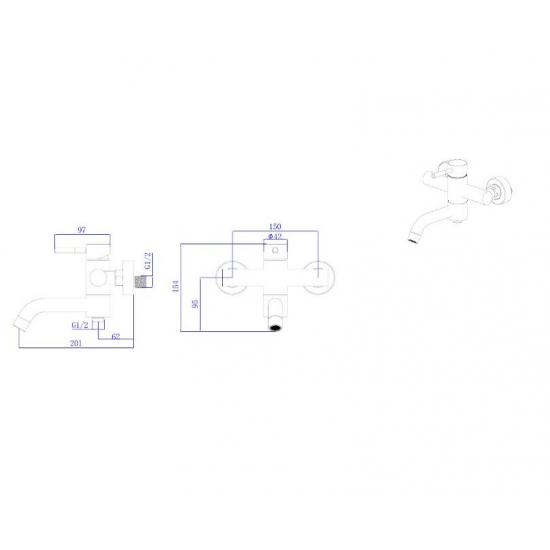 Смеситель для ванны RUSH Melos SUS1101-44Grey из нержавеющей стали, графит