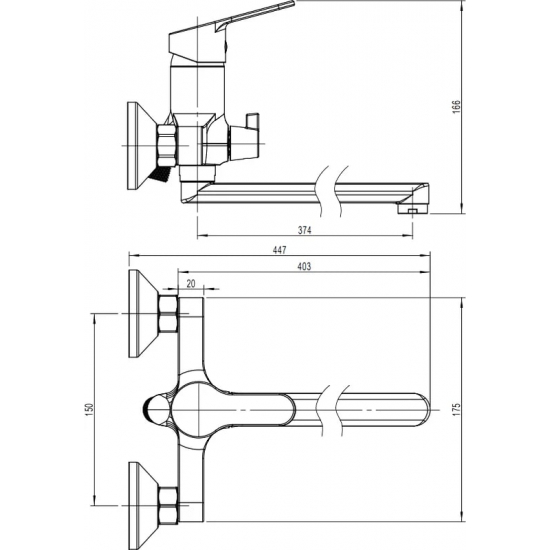 Смеситель для ванны RUSH Sky SK5720-51 хром