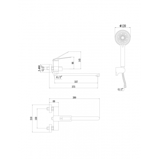 Смеситель для ванны SAVOL S-009024C матовое золото