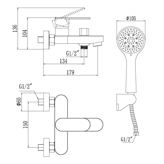 Смеситель для ванны SAVOL S-600303 хром