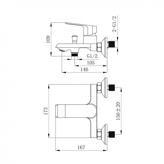 Смеситель для ванны TOKITO Ama TOK-AMA-1014 хром