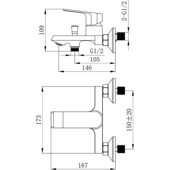 Смеситель для ванны TOKITO Ama TOK-AMA-1014BL чёрный