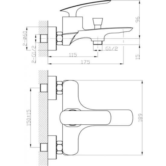 Смеситель для ванны TOKITO Fuji TOK-FUJ-1014 хром