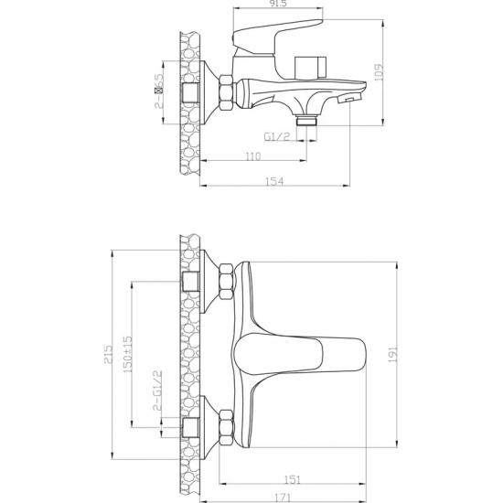 Смеситель для ванны TOKITO Happo TOK-HAP-1014 хром