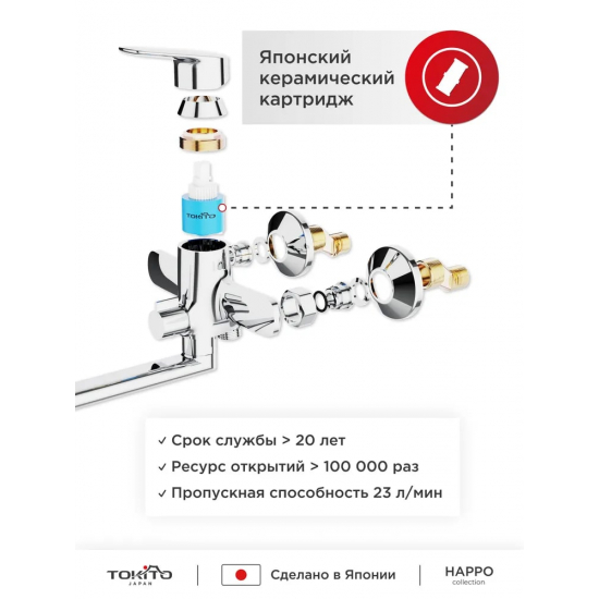 Смеситель для ванны TOKITO Happo TOK-HAP-1015 хром