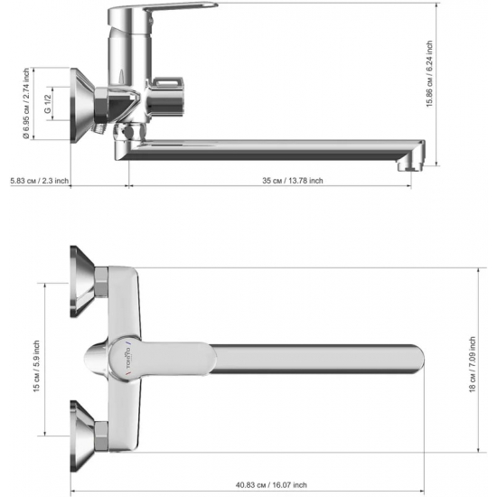 Смеситель для ванны TOKITO Kanda TOK-KAN-1015 хром