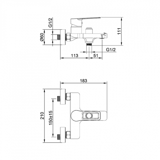 Смеситель для ванны TOKITO Kobe TOK-KOB-1014 воронённая сталь