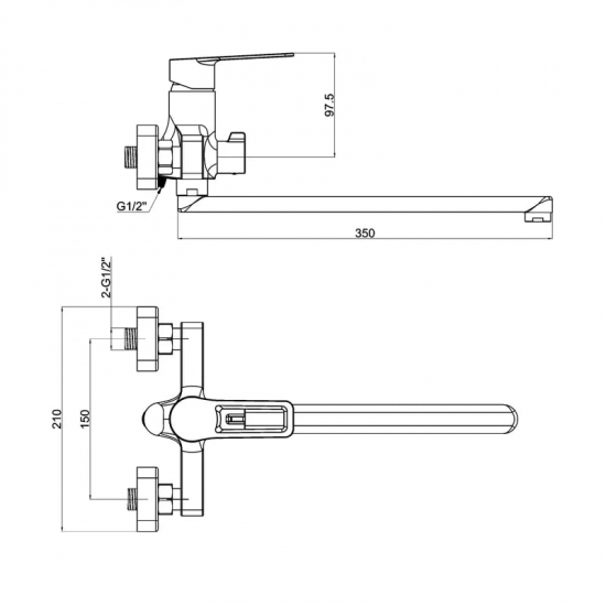 Смеситель для ванны TOKITO Kobe TOK-KOB-1015 вороненная сталь