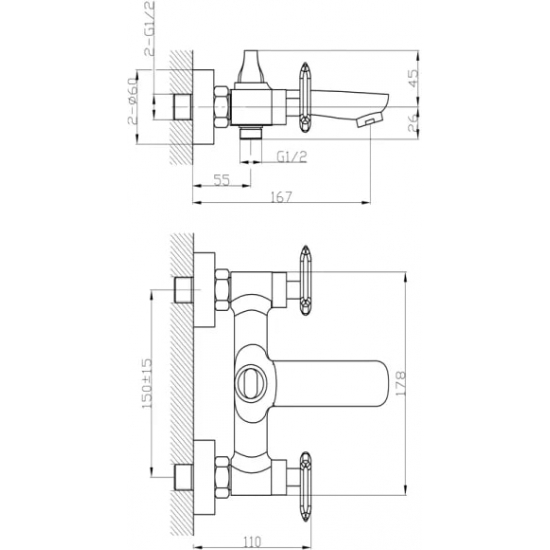 Смеситель для ванны TOKITO Mia TOK-MIA-1014 хром